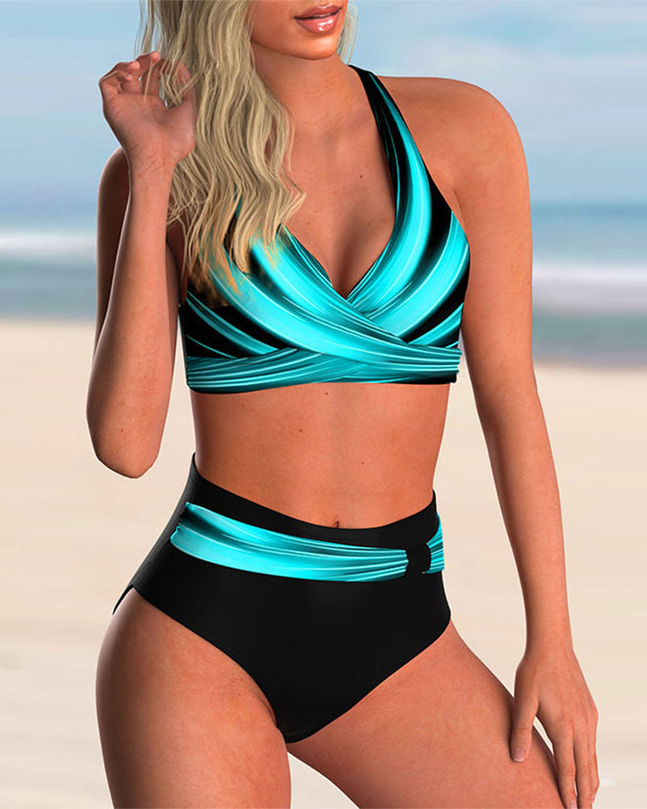Eleanor - Bikini Set with Cross Neckline and Print