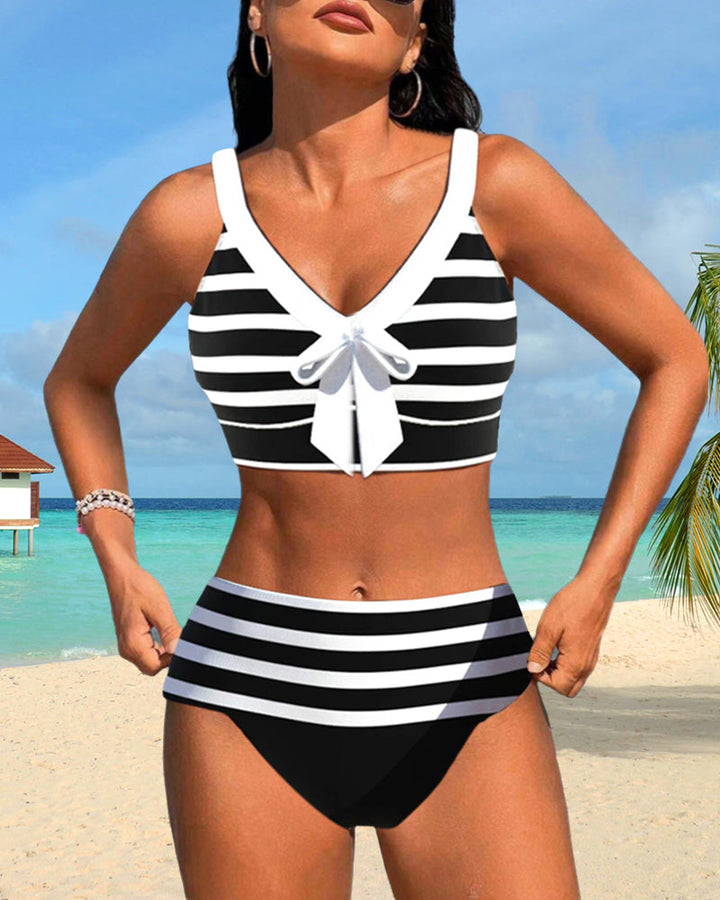 Clara | Striped High-Waisted Bikini