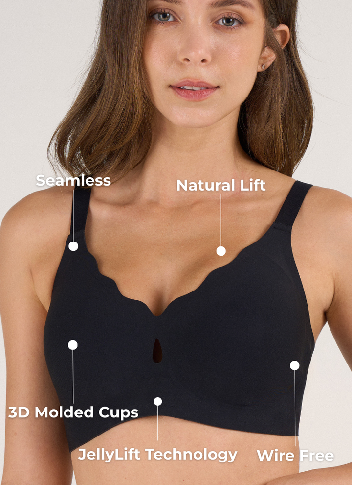 Seamless Scalloped Wireless Jelly Bra With Detail