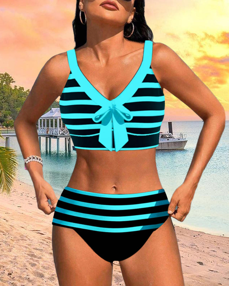 Clara | Striped High-Waisted Bikini