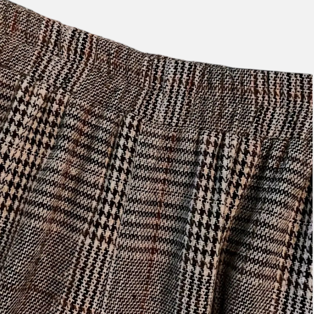 Harper | Women's Houndstooth Trousers With Pleats And Pockets | Chic