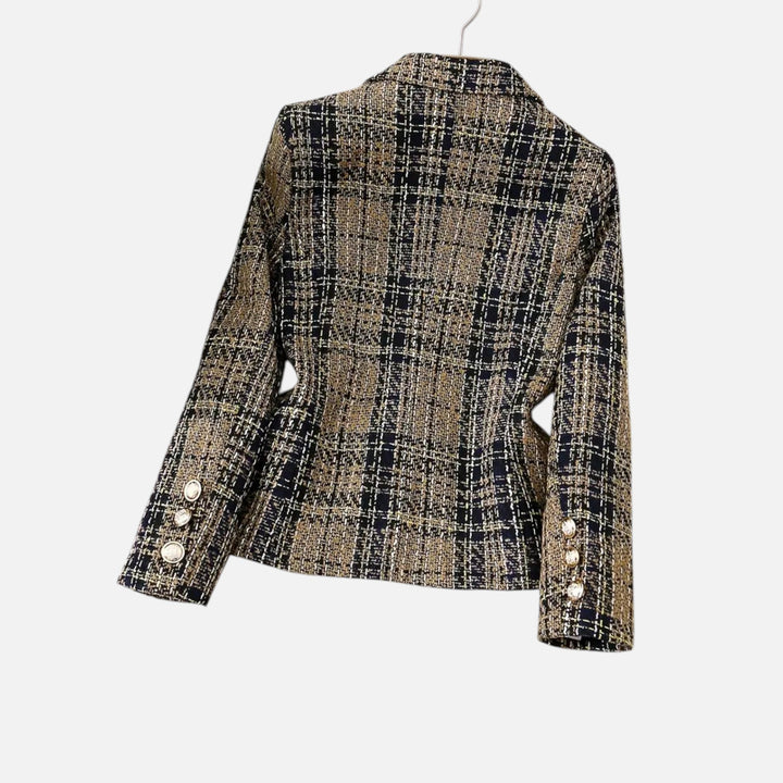Madison | Women's Tweed Blazer With Gold Hardware And Pockets | Elegant