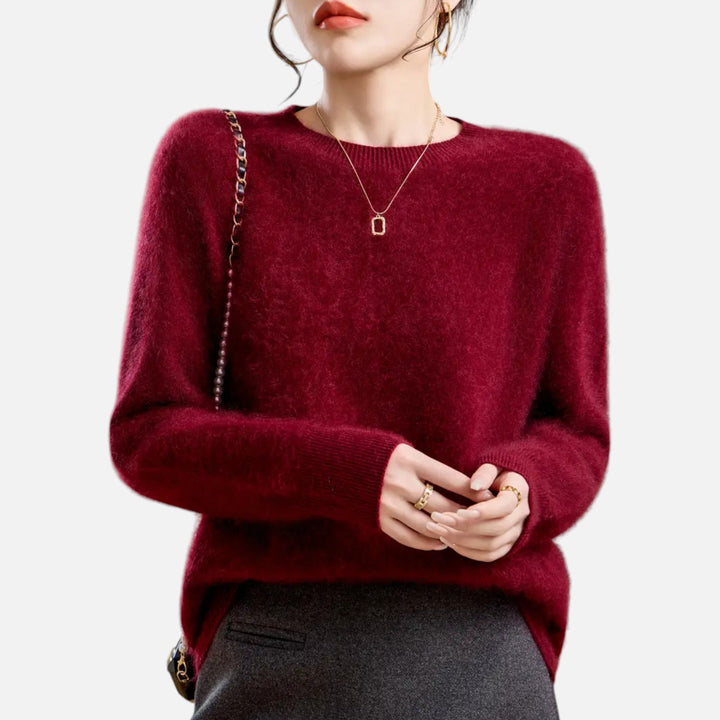 Mirelle | Women's Round-Neck Sweater With Ribbed Cuffs | Minimalist