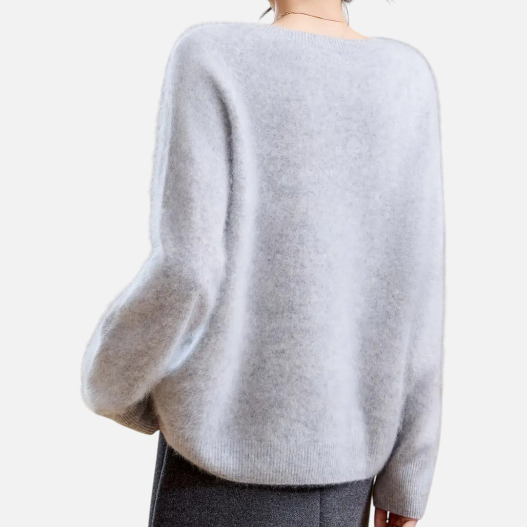Mirelle | Women's Round-Neck Sweater With Ribbed Cuffs | Minimalist