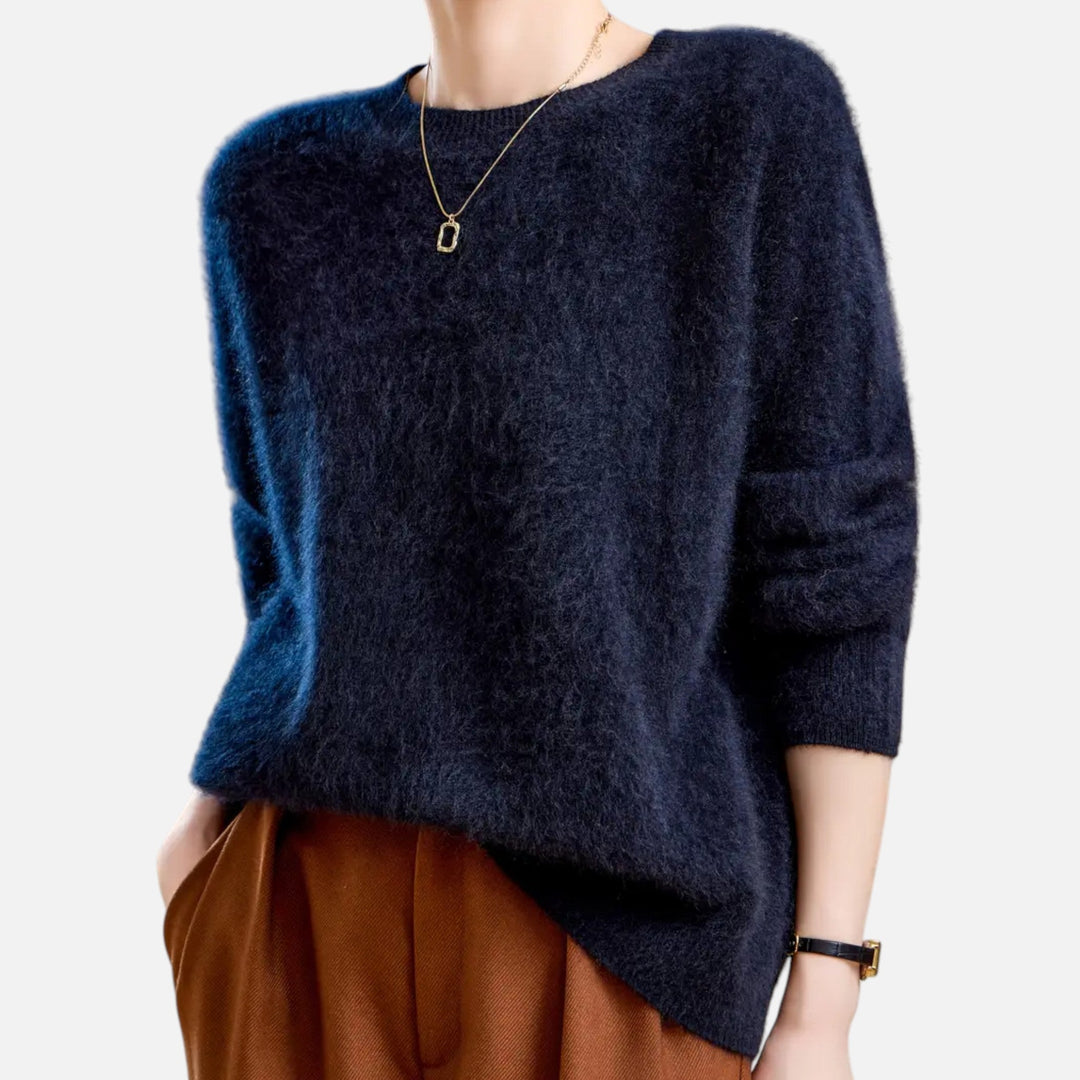 Mirelle | Women's Round-Neck Sweater With Ribbed Cuffs | Minimalist