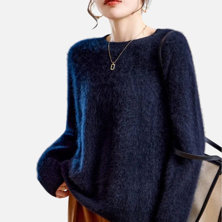 Mirelle | Women's Round-Neck Sweater With Ribbed Cuffs | Minimalist