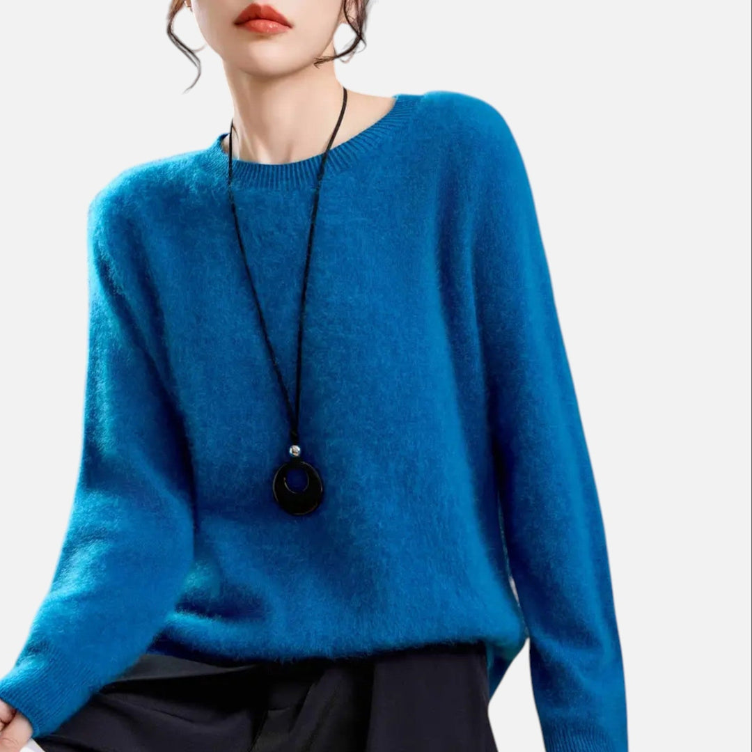Mirelle | Women's Round-Neck Sweater With Ribbed Cuffs | Minimalist