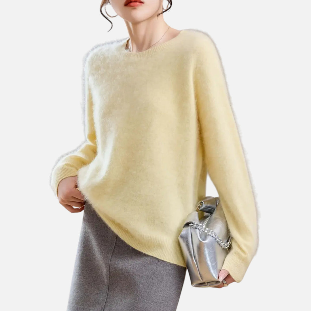 Mirelle | Women's Round-Neck Sweater With Ribbed Cuffs | Minimalist