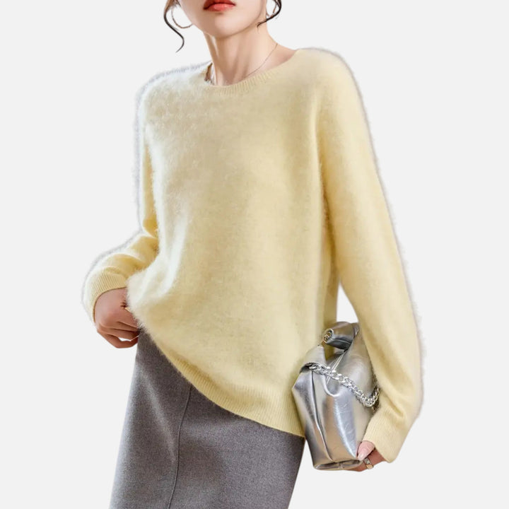 Mirelle | Women's Round-Neck Sweater With Ribbed Cuffs | Minimalist