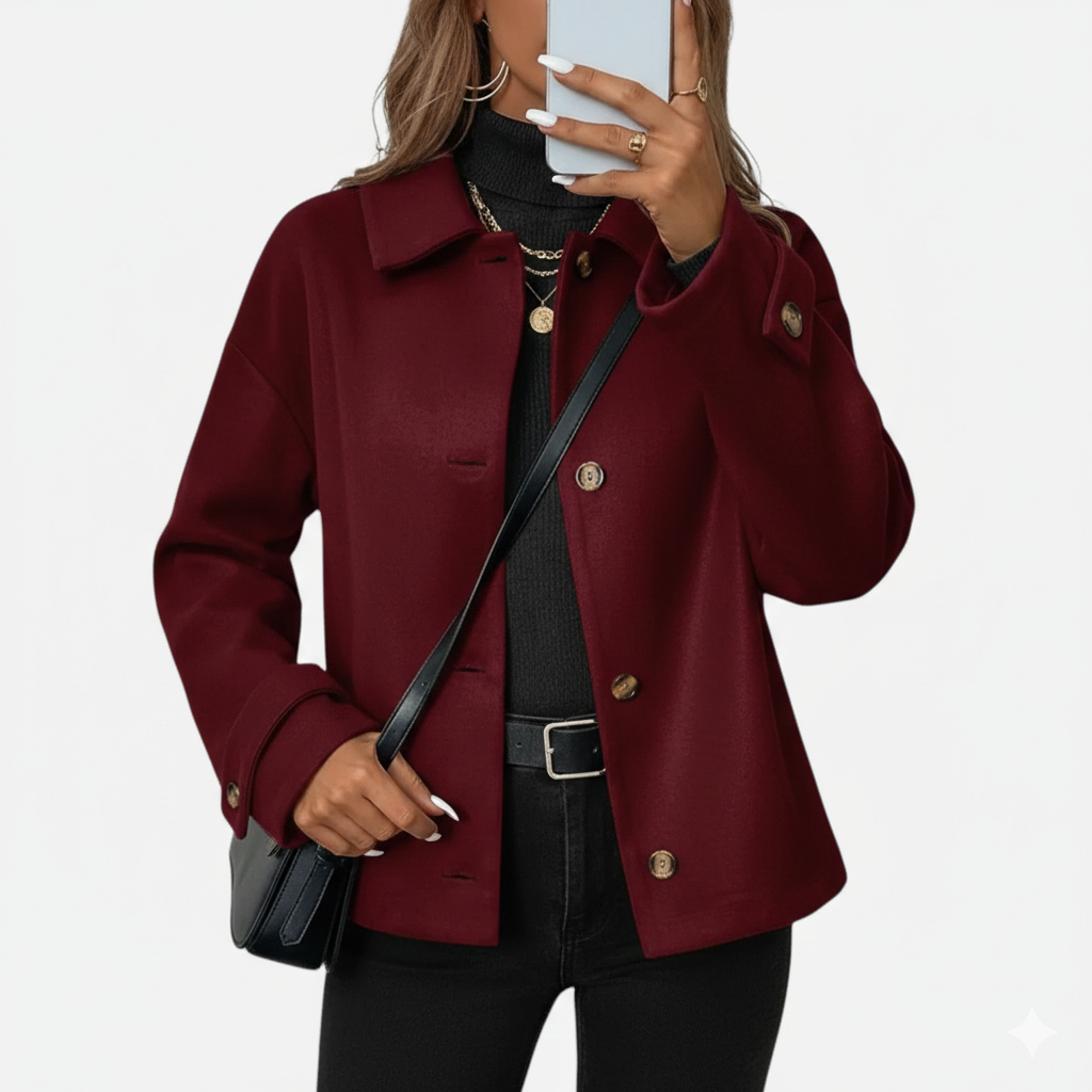 Olivia | Women's Button-Front Coat With Long Sleeve | Chic