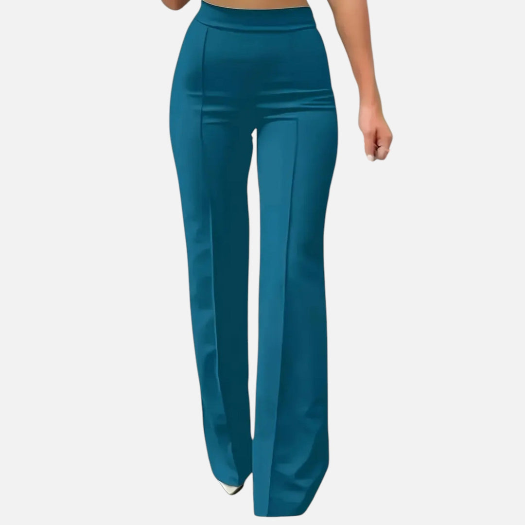 Olivia | Women's High-Waist Trousers With Pleats And Wide Leg | Elegant