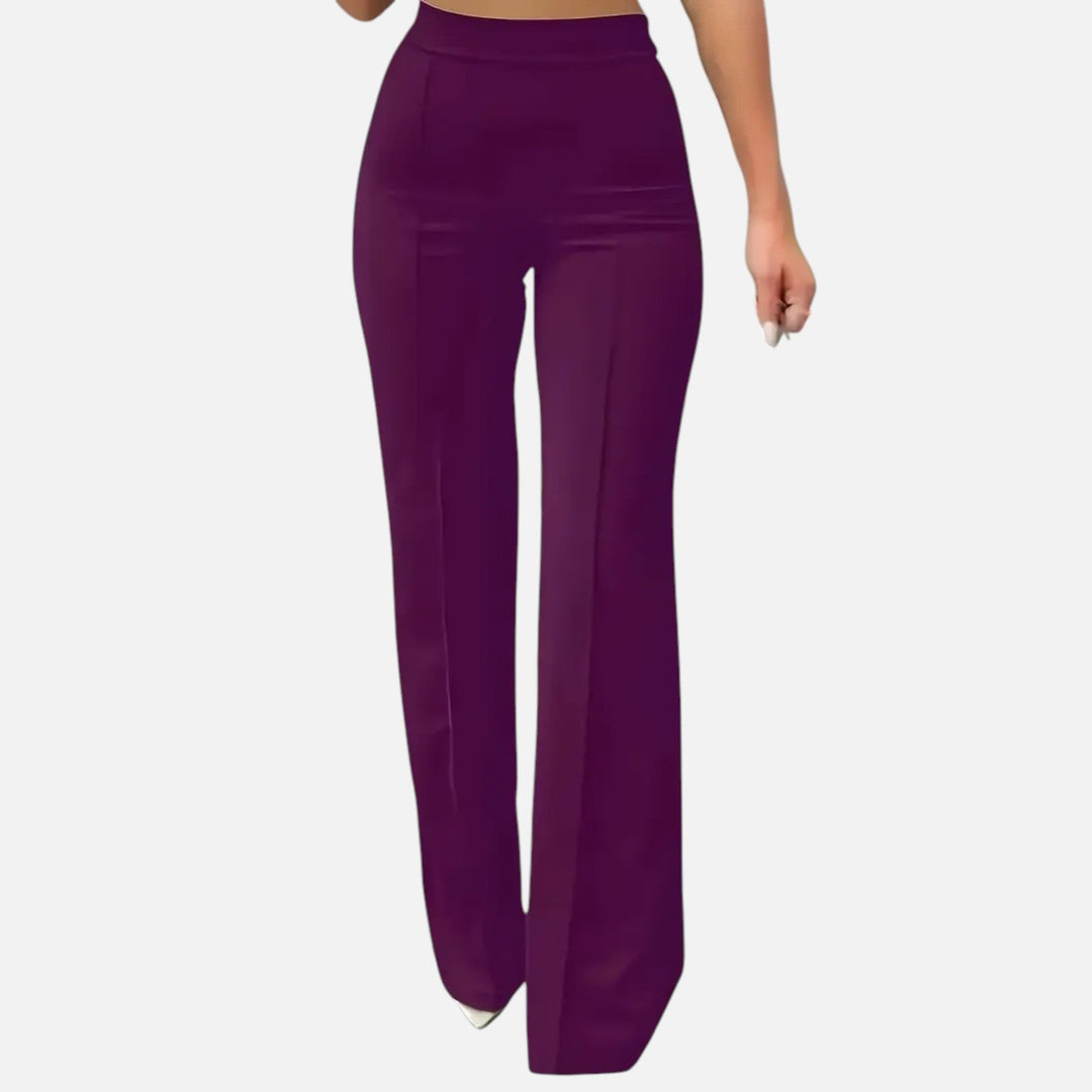 Olivia | Women's High-Waist Trousers With Pleats And Wide Leg | Elegant
