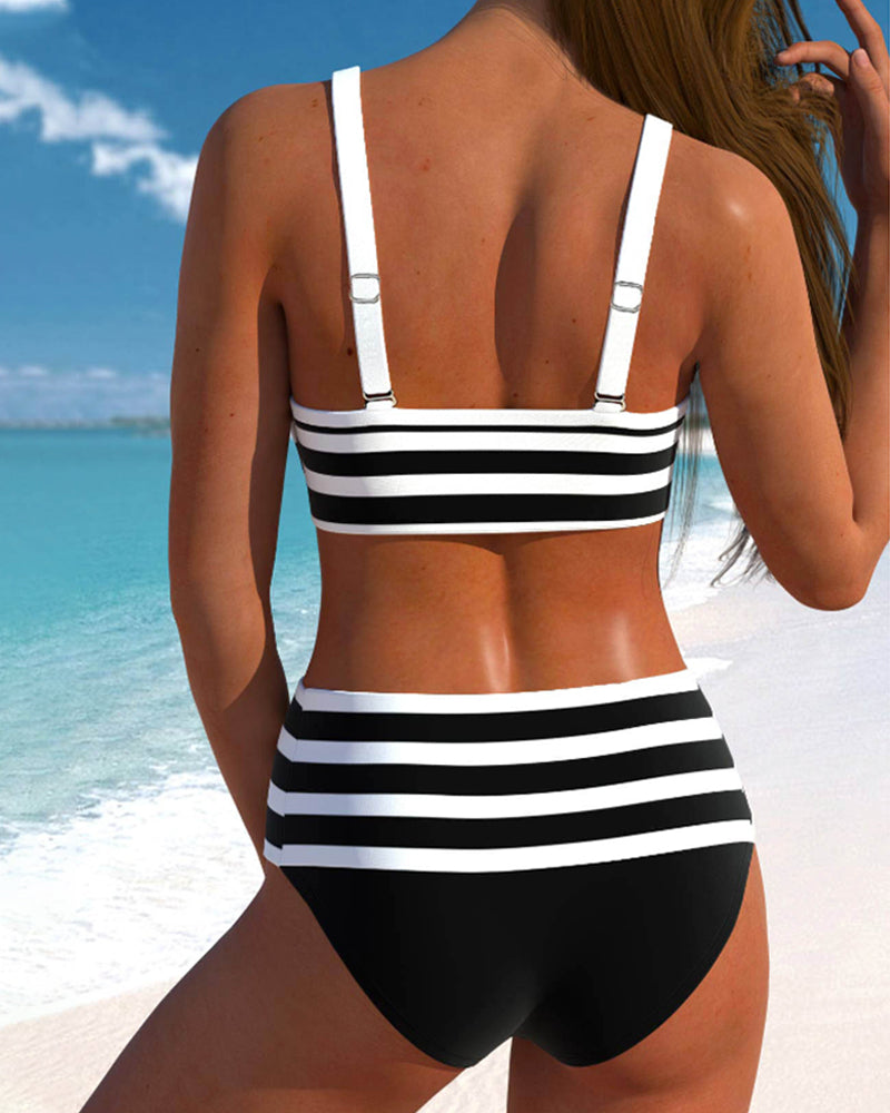 Clara | Striped High-Waisted Bikini
